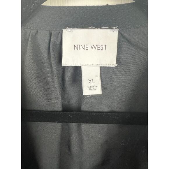 Nine West Black Minimalist Wide Collar Roll Tab Sleeve Asymmetric Jacket XL - Picture 4 of 11